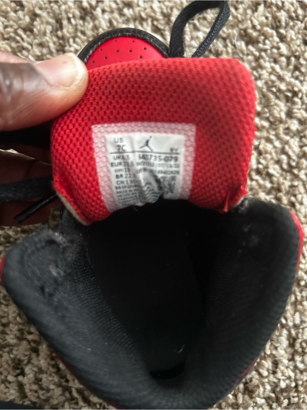 Jordan Kids Red and Black High-Top Sneakers - Picture 3 of 3